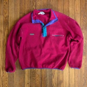 Vintage 90's Columbia Pink Henley Fleece Sweatshirt